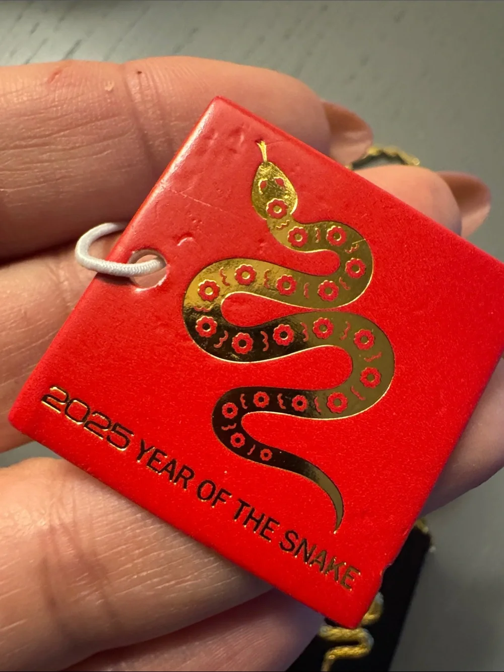 Gold-Tone Snake Pendant Necklace with Black Accent